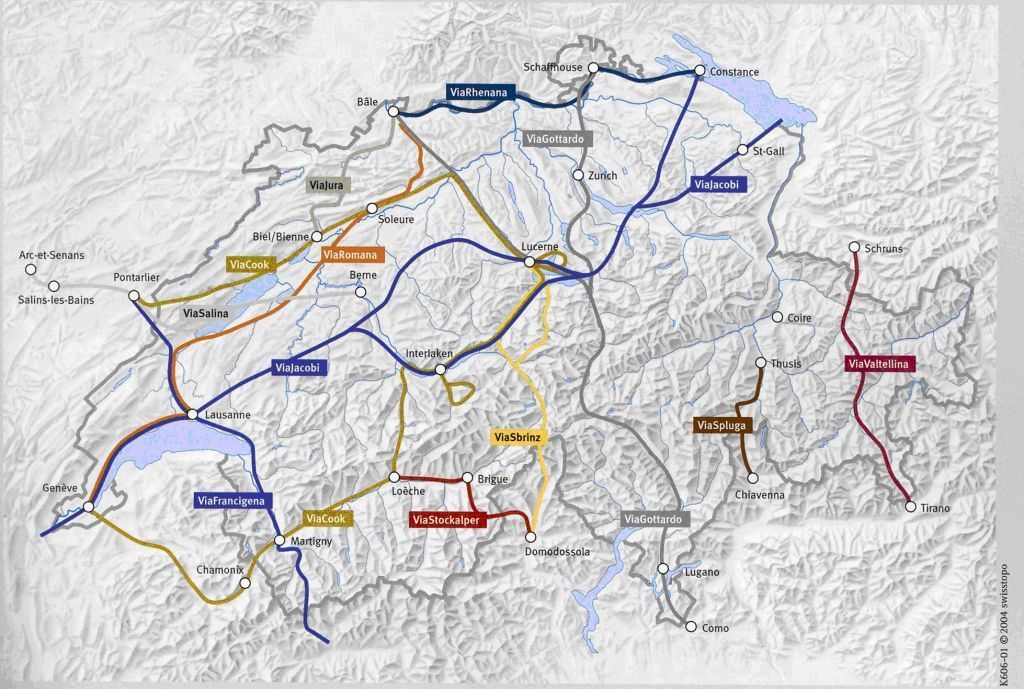 スイス歴史街道ルート図